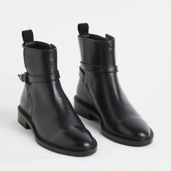 H&M | Shoes | Hm Black Leather Buckle Boots | Poshmark display picture 3